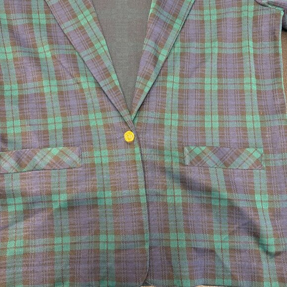 Vintage Cricket Lane Plaid Blazer Jacket Tartan Acadamia Preppy Womens Size L - Picture 8 of 10
